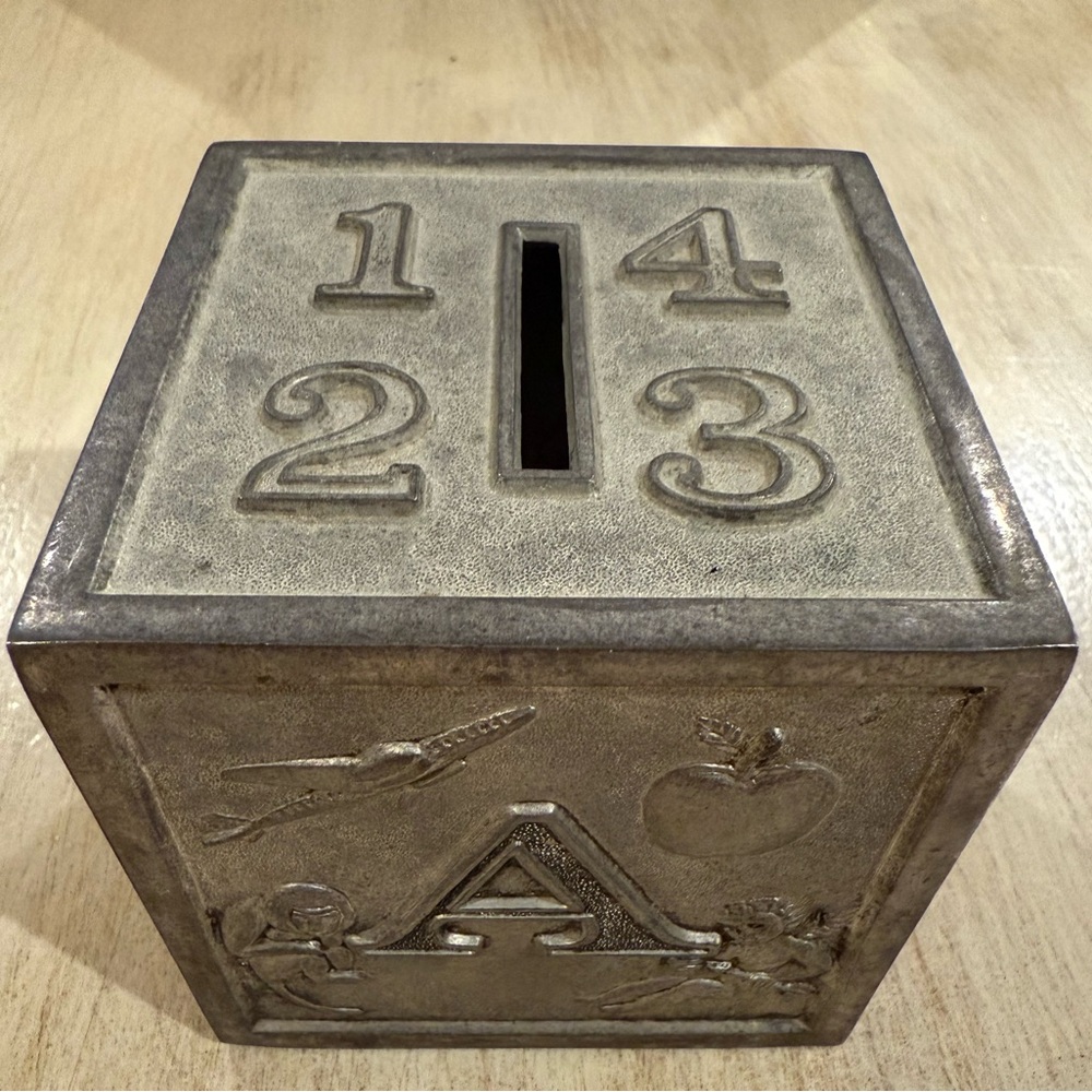 Vintage Leonard ABCD 1234 Bank. Decorative Box with Numbers and Letters
